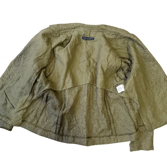 Windsmoor Embroidered Linen Olive Green Paisley Women's Jacket Size 14 Textured - Picture 11 of 15